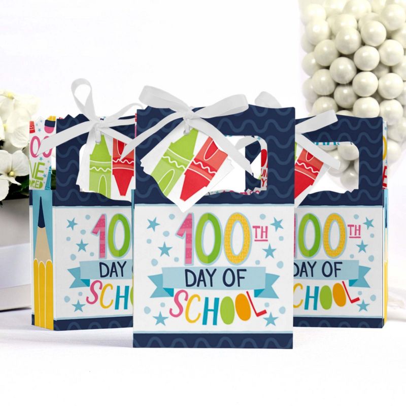 Big Dot of Happiness Happy 100th Day of School - 100 Days Party Favor Boxes - Set of 12