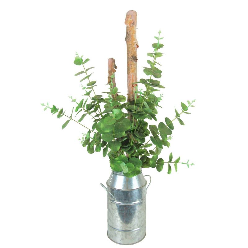 26" x 12" Artificial Eucalyptus and Birch in Milk Can - LCG Florals