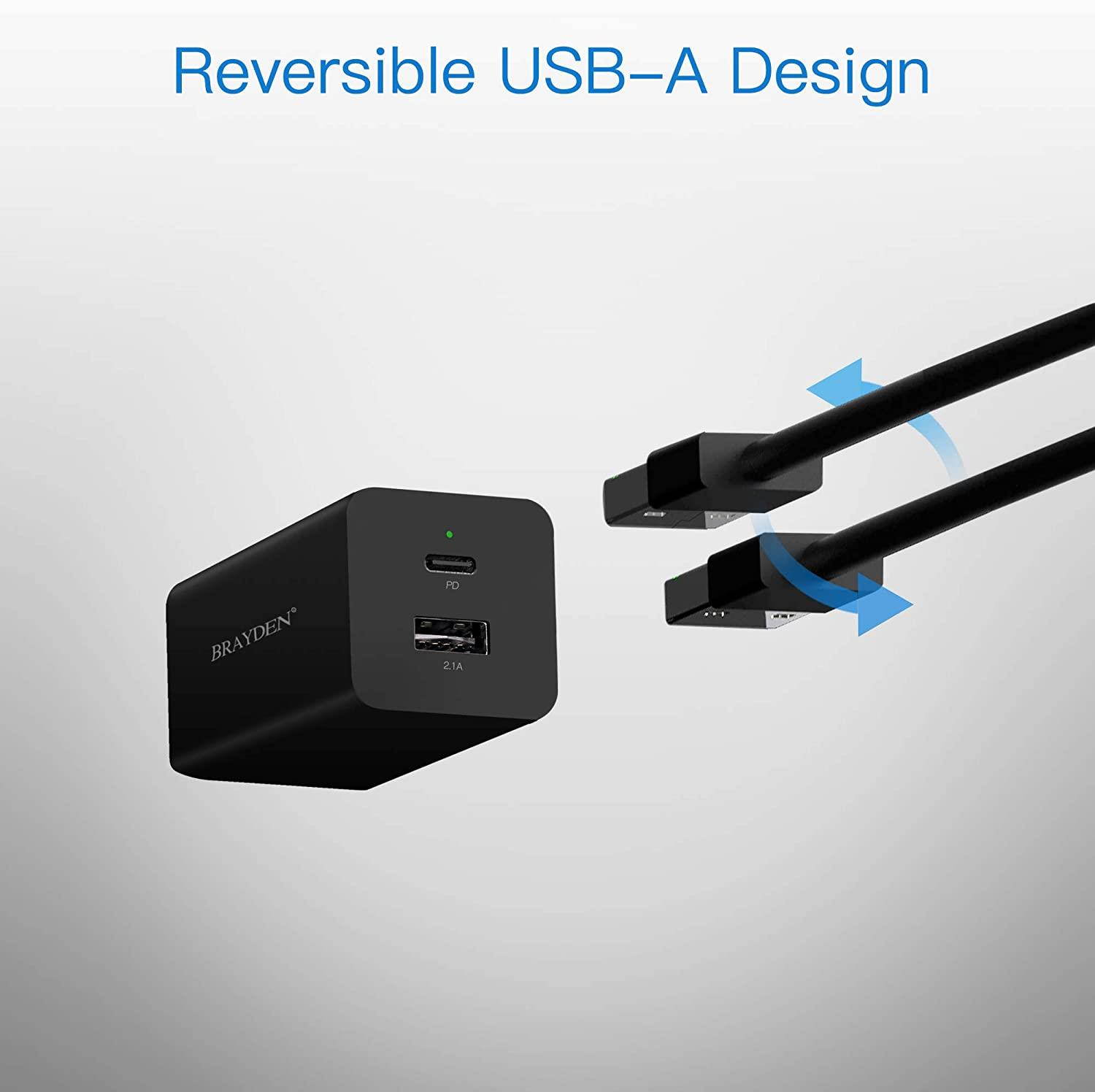 66W USB C Charger, GaN Tech USB-C PD 3.0 Dual Port Quick Charge Power Foldable Adapter, Fast Type C Charger for iPhone 11 Pro Max SE, MacBook, iPad Pro, Google Pixel, USB C Laptop, Switch