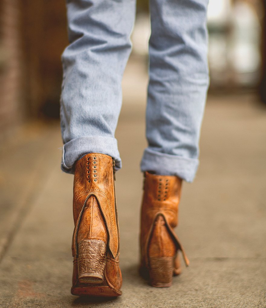 Bed Stu Iris Leather Block Heel Booties