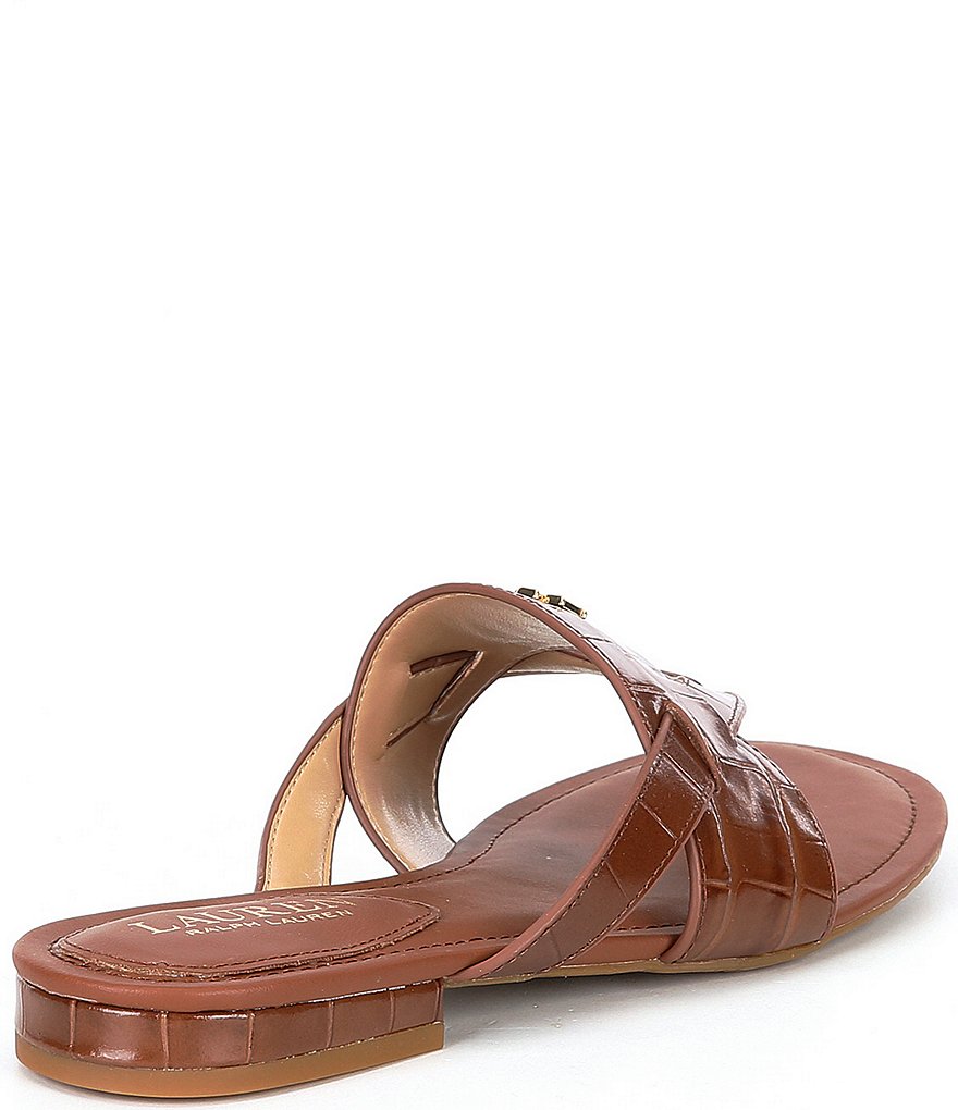Lauren Ralph Lauren Rosalind Croco Embossed Leather Sandals