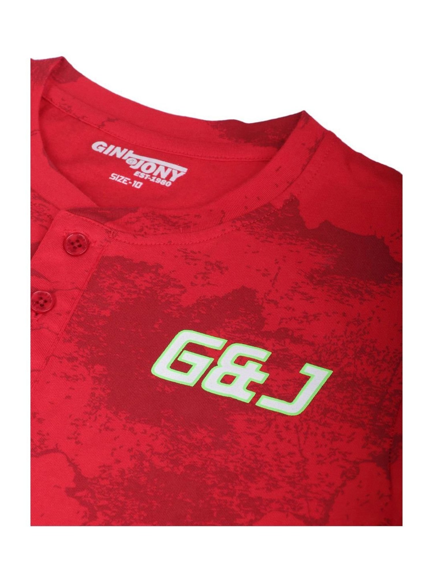 Gini & Jony Kids Red Cotton Printed T-Shirt