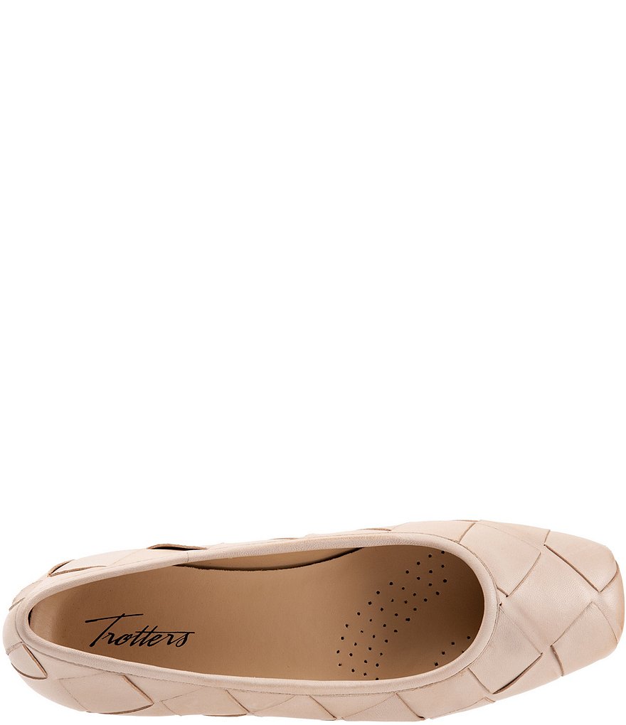 Trotters Hanny Woven Square Toe Leather Ballet Flats