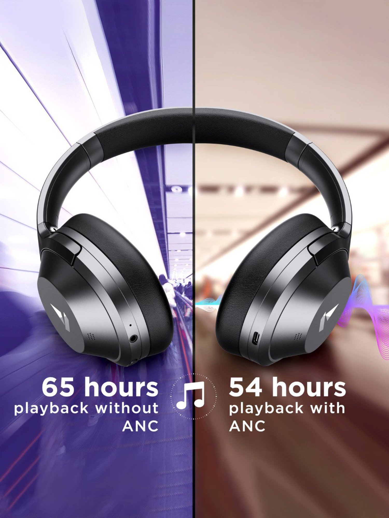 Boat Nirvanaa 751 ANC Hybrid Over Ear BT Headphone with Active Noise Cancellation (Gunmetal Grey)