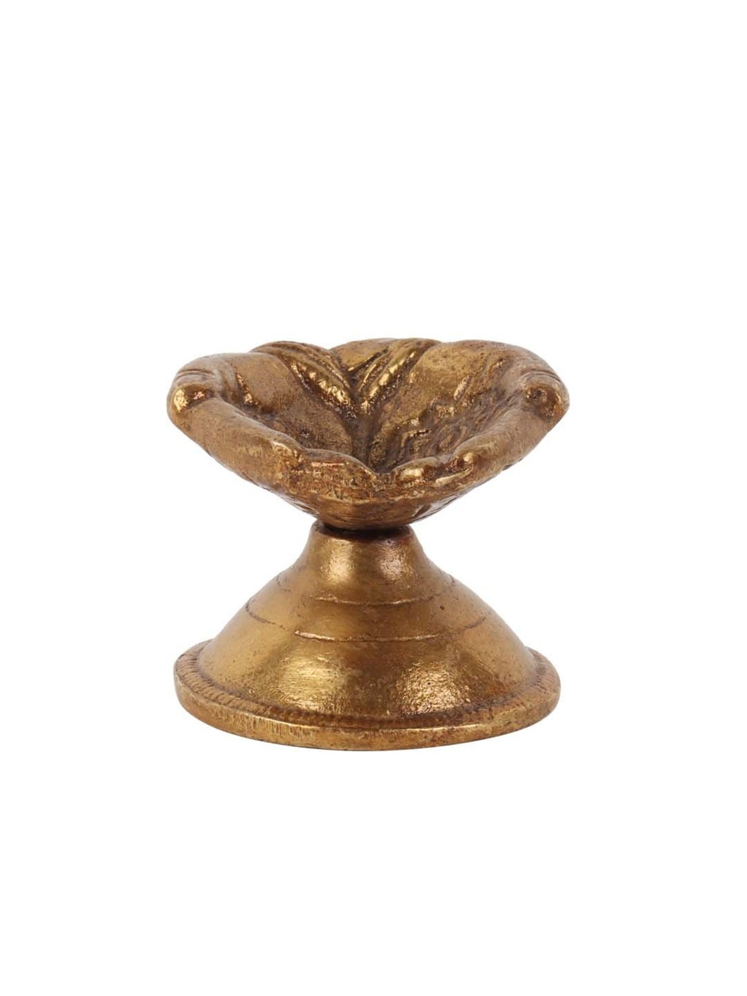 Aapno Rajasthan Winter Collection Antique Gold Brass Hand Carved Diyas - Set of 2