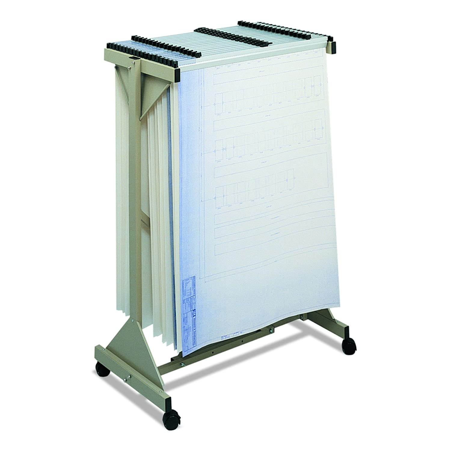 Safco Mobile Plan Center Sheet Rack, 18 Hanging Clamps, 43 3/4 x 20 1/2 x 51, Sand