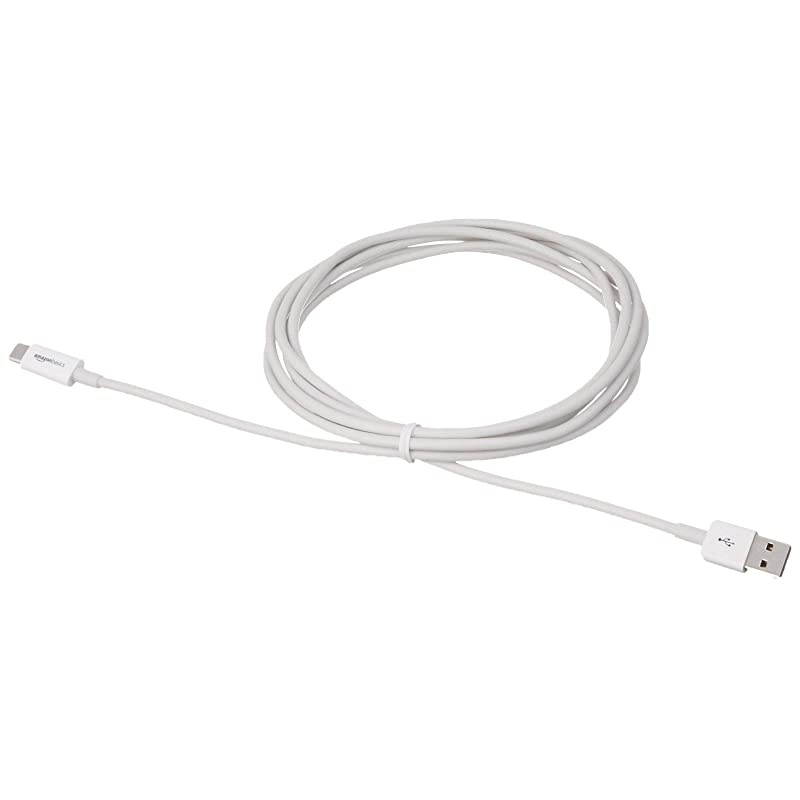 Basics USB Type-C to USB-A 2.0 Male Charger Cable, 9 Feet (2.7 Meters), White