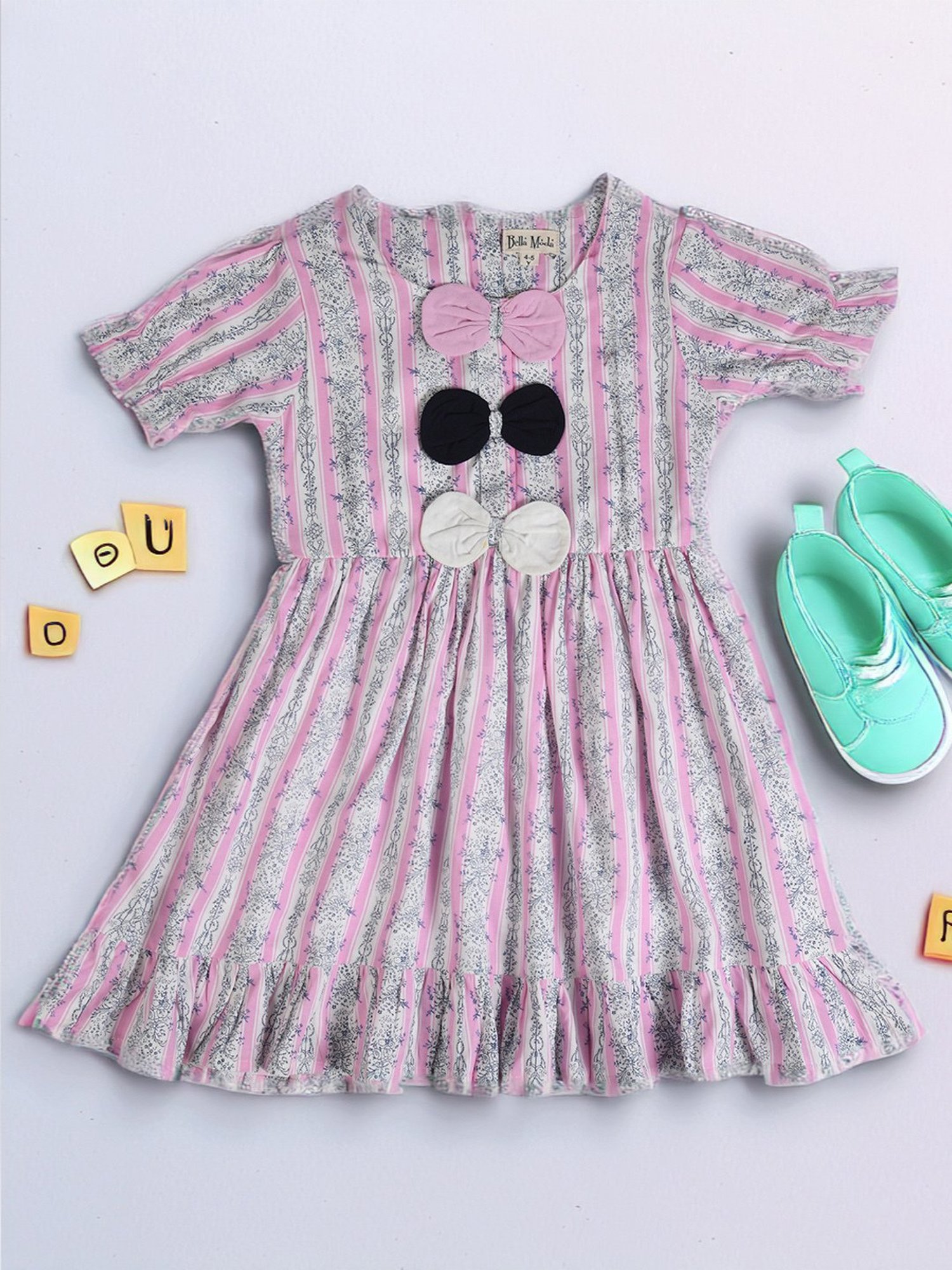 Bella Moda Kids White Printed Fit & Flare Dress