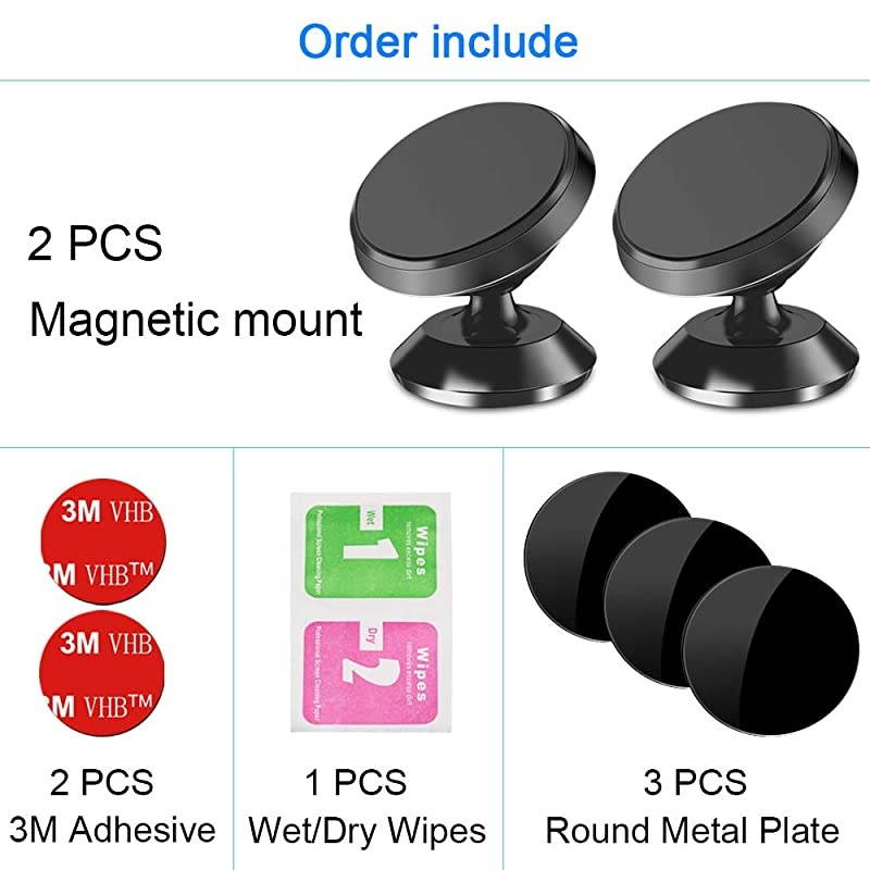 Pack] Magnetic Car Phone Holder, [01 New Version] Car Phone Holder Mount [Strong Magnets] Cell Phone Holder for Car [Case Friendly] Magnetic Car Mount Compatible with 4-6.7 inch Phones