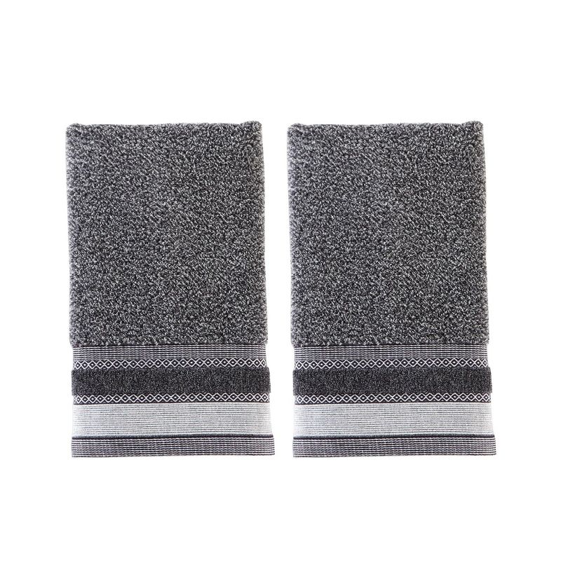 Saturday Knight Ltd Geo Jacquard Design 2-Piece Bath Hand Towel Set - 16x26" Slate