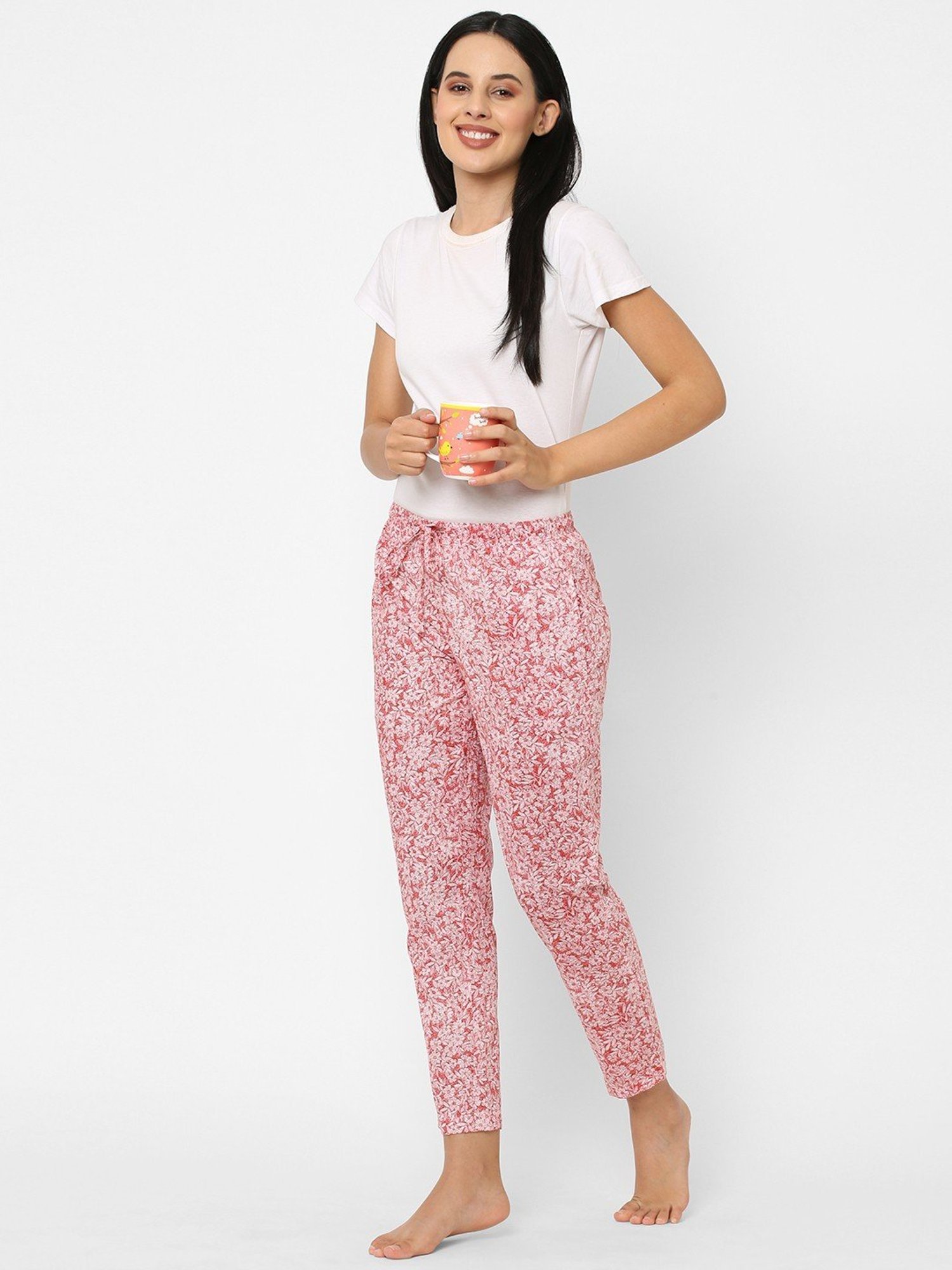 Urban Scottish Red Floral Print Lounge Pants