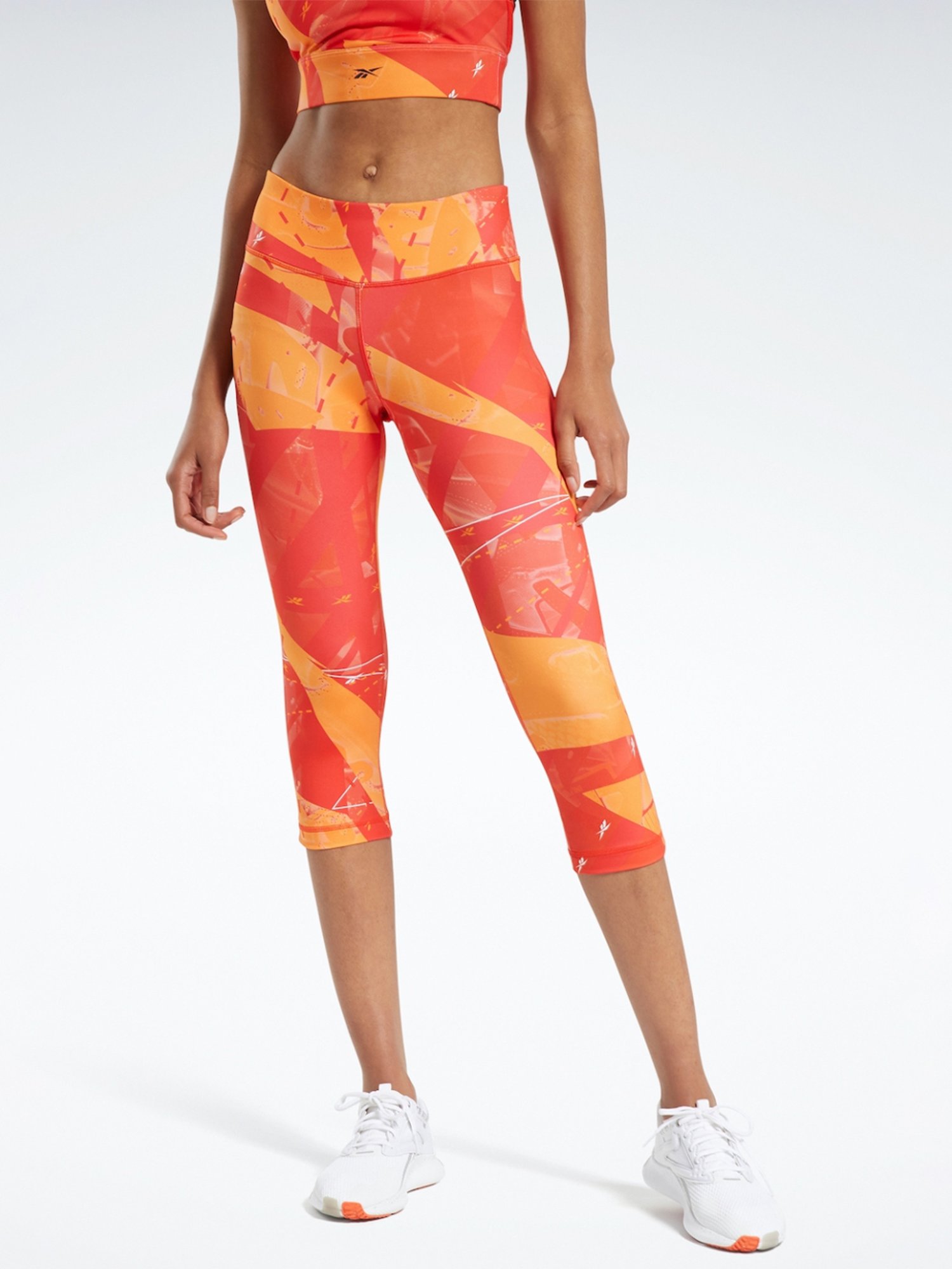 Reebok Red Printed Sports Capris