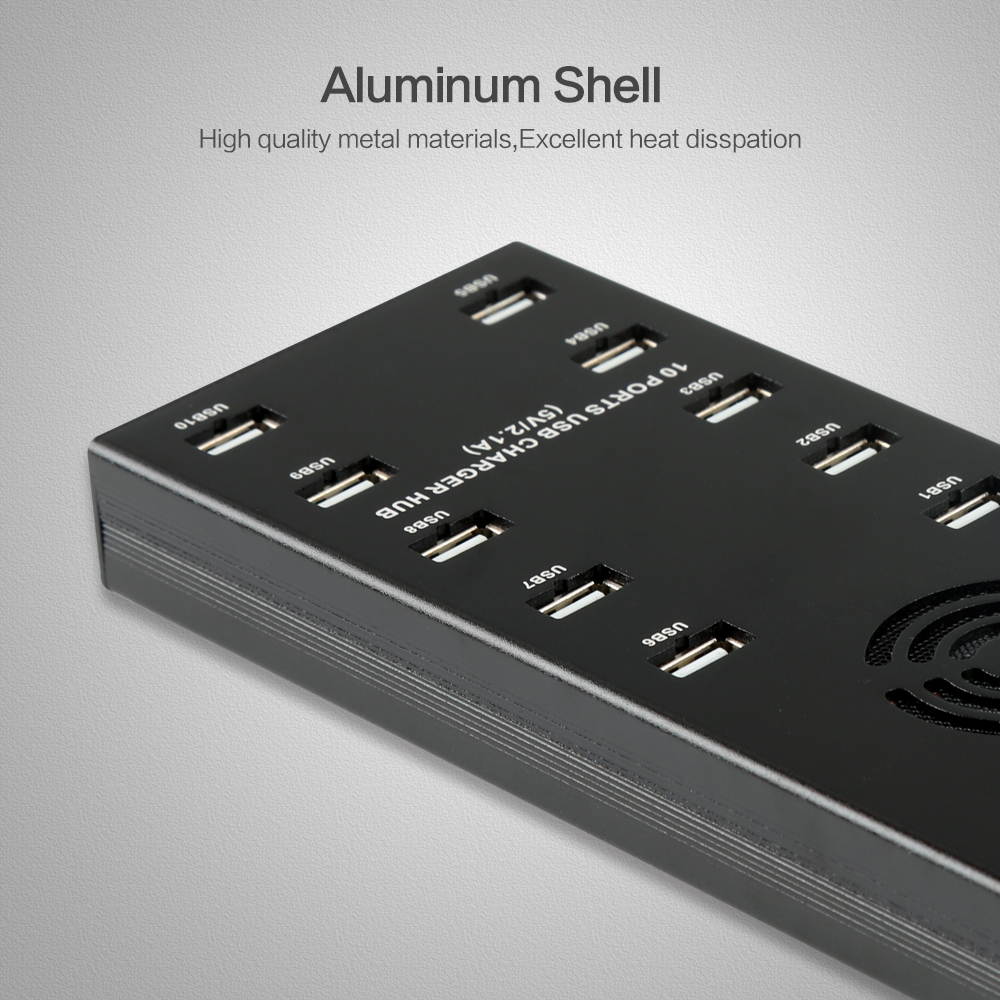Sipolar Aluminum alloy 10 ports USB 2.0 data syncs and charger 2 in 1 hub with 12V 10A power adapter for phone tablets ipad charging Litecoin miners bitcoin minings a-400