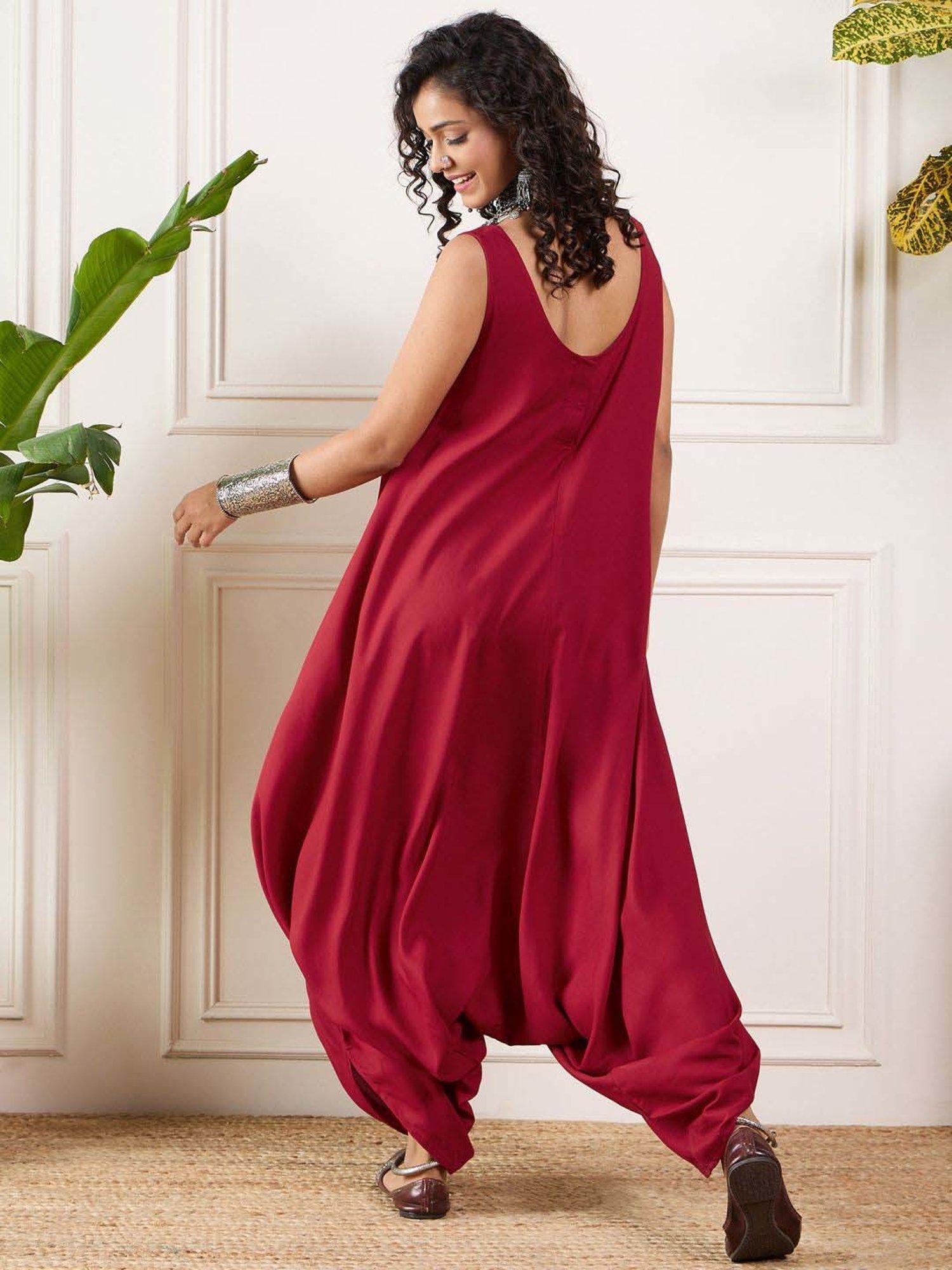 Inweave Maroon Regular Fit Jumpsuit