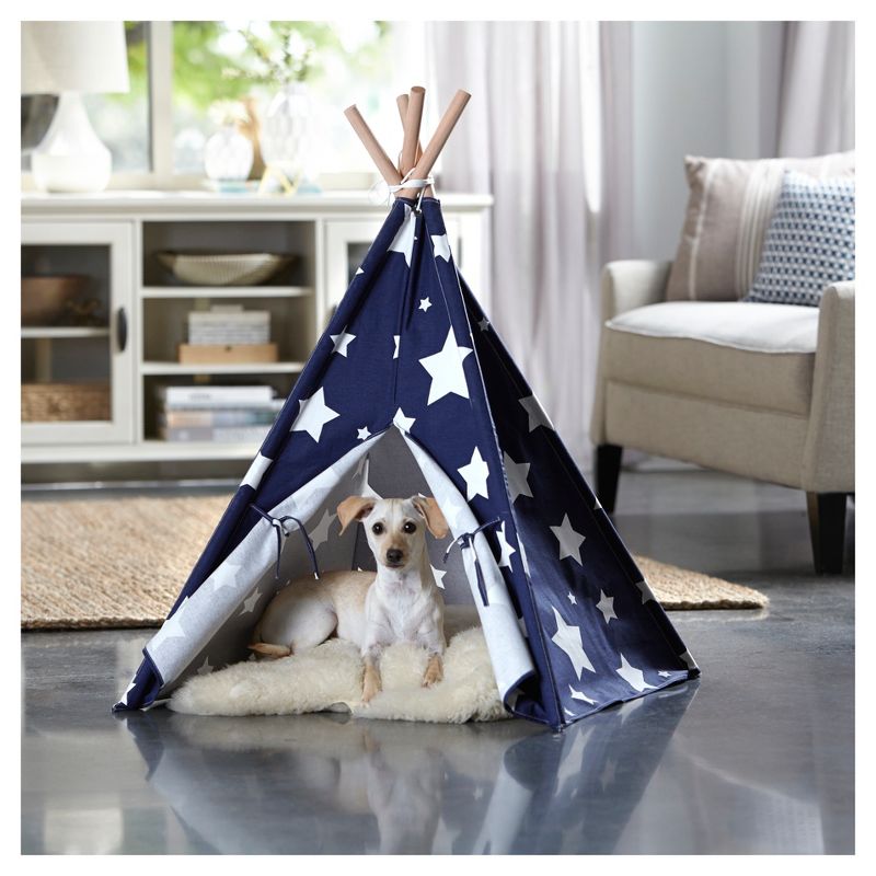 Dogs Tent - Blue with White Stars - Medium