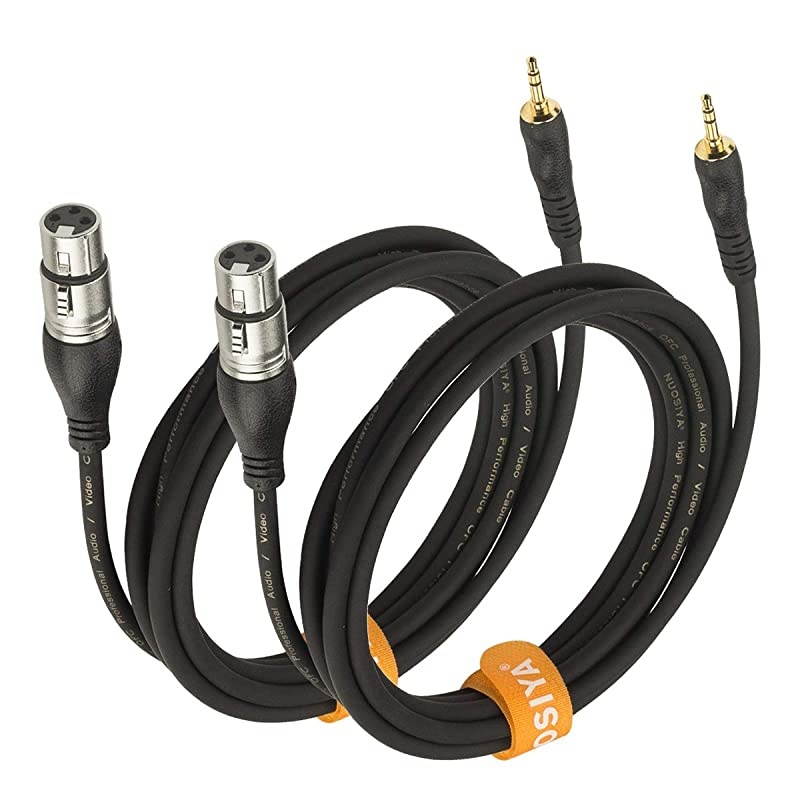10 Feet 3.5mm(1/8 Inch) TRS Stereo Male to XLR Female Cable Compatible with iPhone,iPod,Tablet,Laptop Camcorders,DSLR Cameras,Computer Recording Deviceand More(2Pack)&hellip;