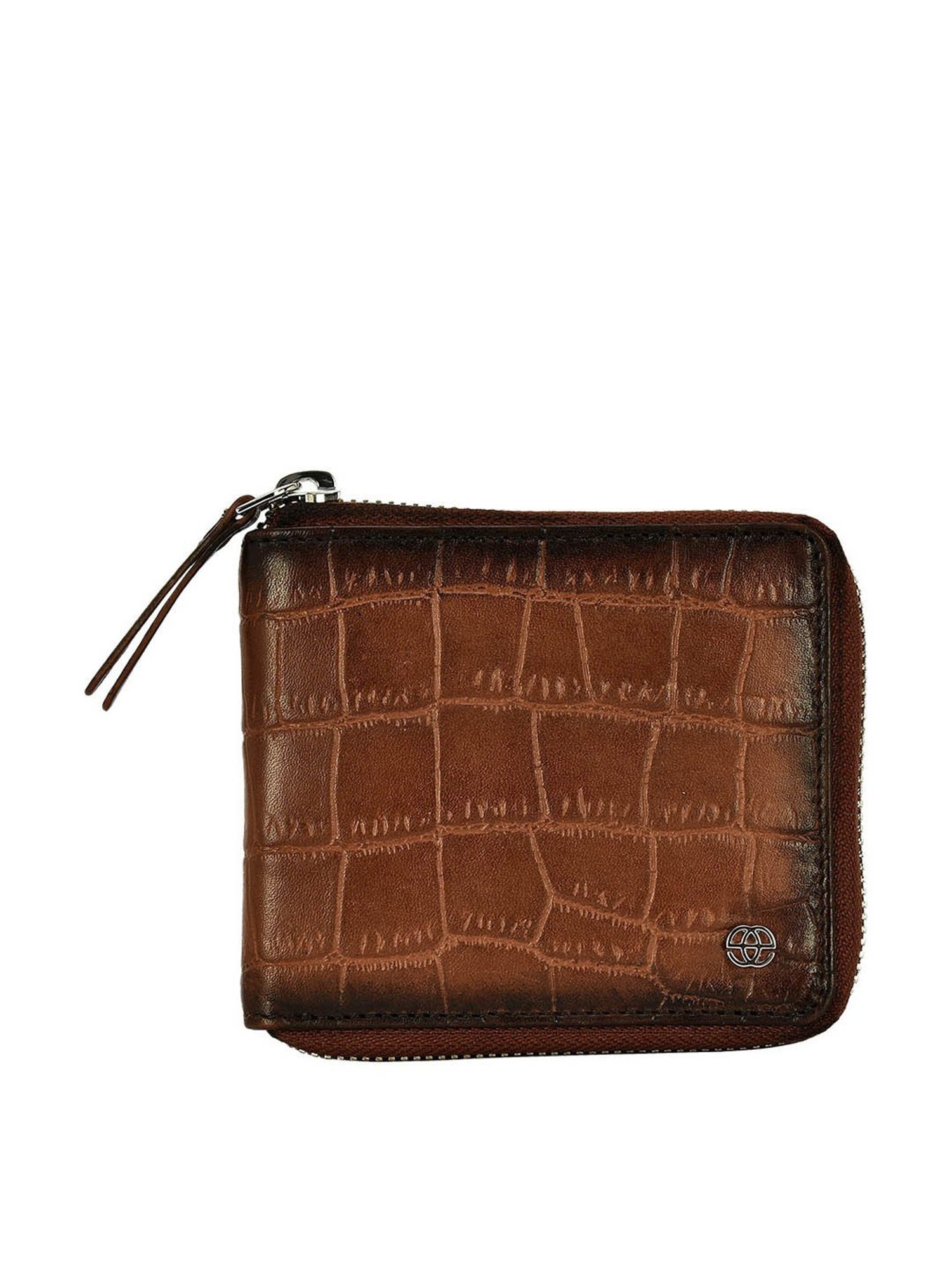 Eske Tan Casual Leather Zip Around Wallet for Men