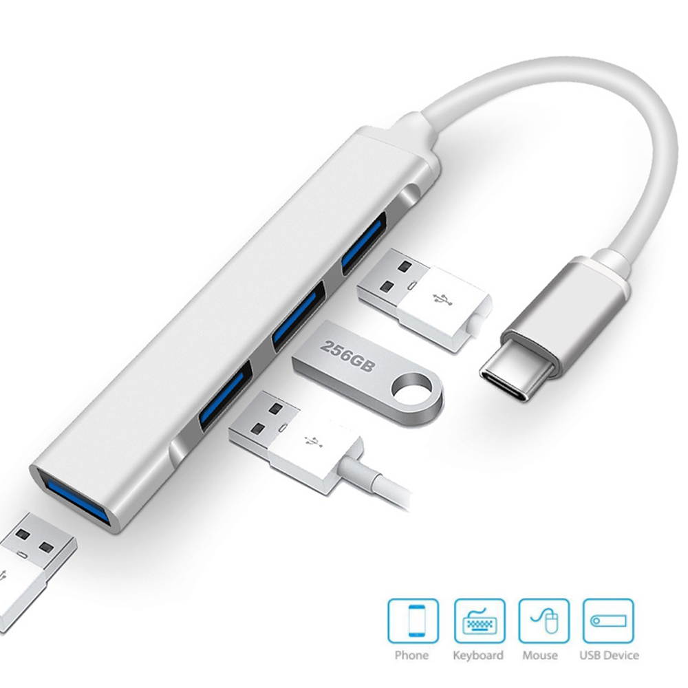 USB 3.0 Hub, Portable SuperSpeed 4 Port USB 3.0 Hub with Built-in Cable , USB Extension Multi-function USB Dock Hot Swapping Support for  Mac, PC, USB Flash Drives and Other Devices