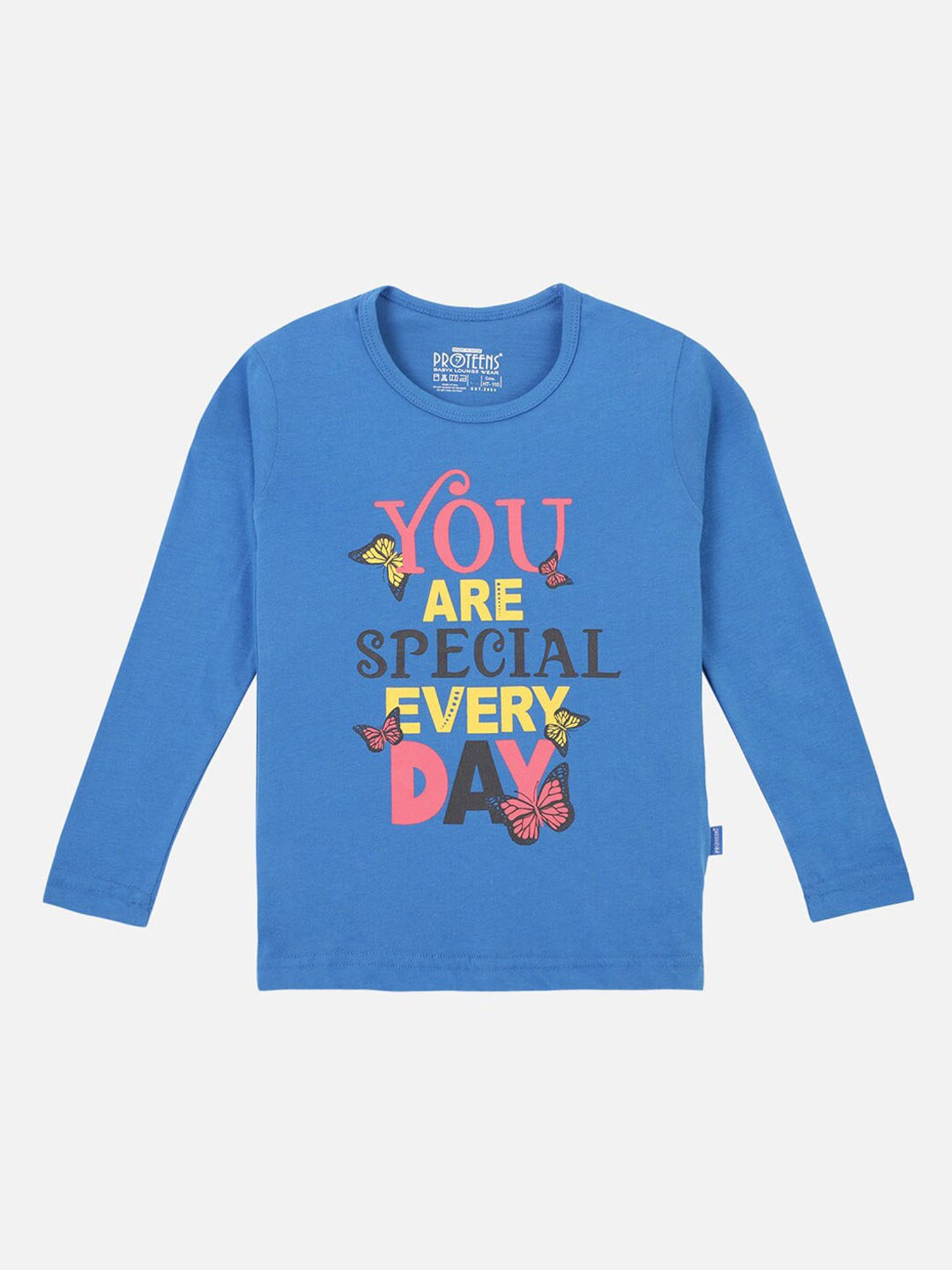 Proteens Girls Blue & Grey Printed Full Sleeves T-Shirt with Pants