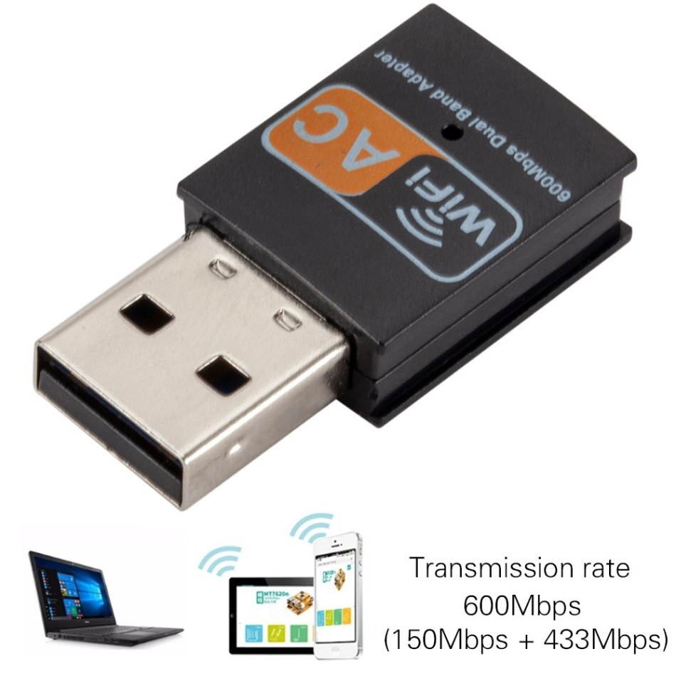 1 pcs Wireless USB WiFi Adapter 600Mbps Wi fi PC Network Card Dual Band Wifi 5 Ghz Adapter Lan Dongle USB Ethernet Receiver AC Wi Fi