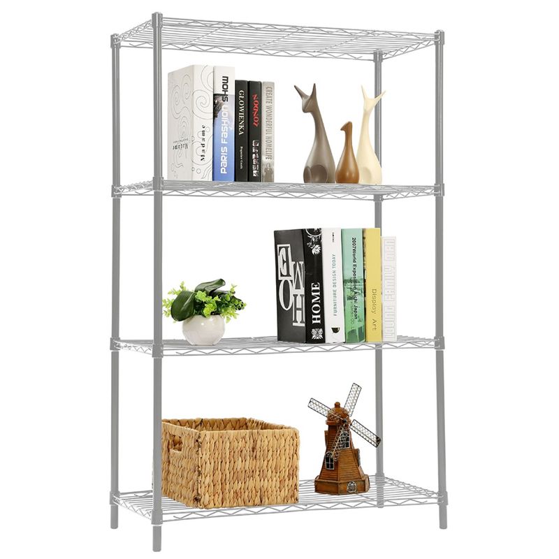 Home Basics 4 Tier Wide Steel Wire  Shelf, Grey