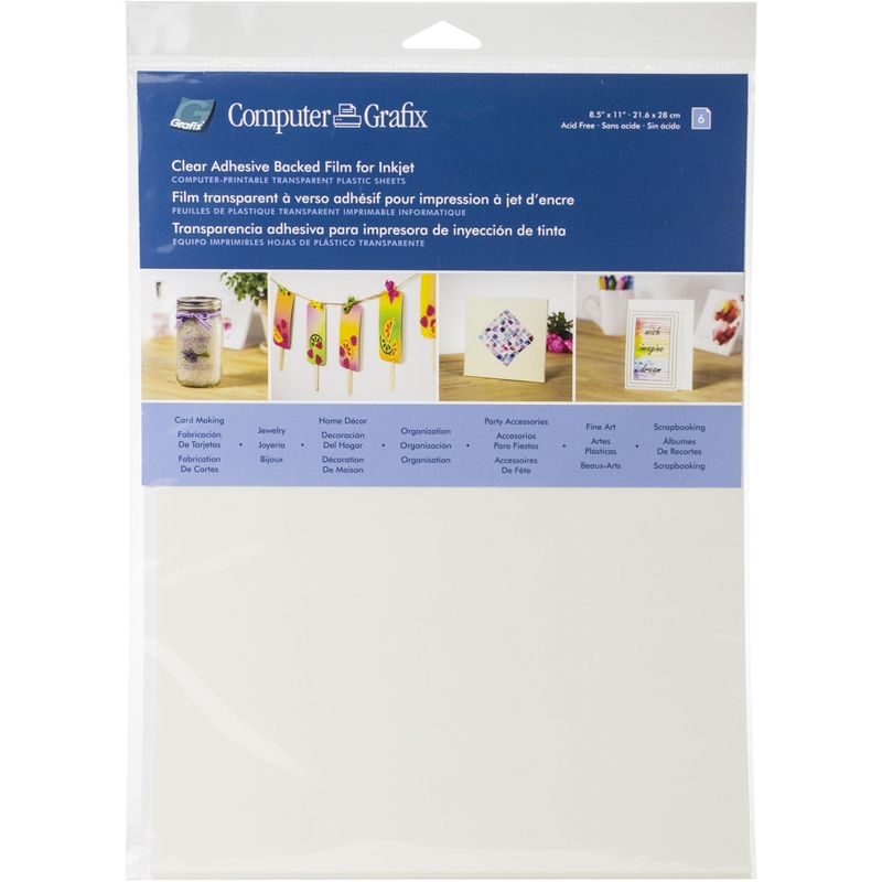Grafix Ink Jet Adhesive Film 8.5"X11" 6/Pkg-Clear