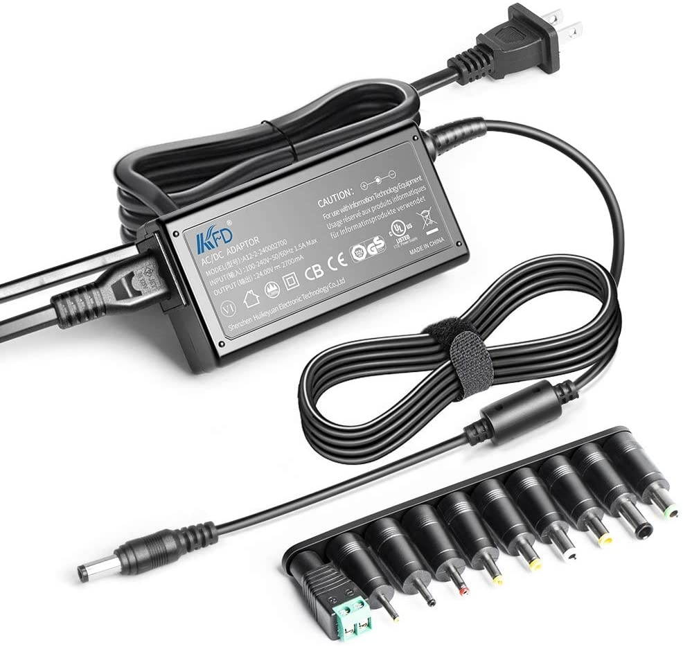 KFD Universal AC Adapter 24V 2.7A With 10 Tips 6530/6544/5530/5525/4817/4017/35135/3010/2507/LED Connector Power Supply for LED Strip Lights/Router/CCTV Camera Harman Kardon SB16 SB15 Soundbar Speaker