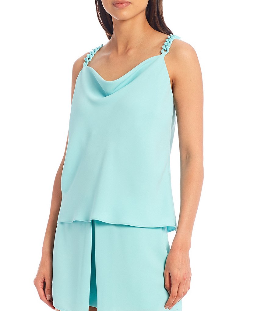 Trina Turk Seductive Cowl Neck Chain Straps Coordinating Sleeveless Top