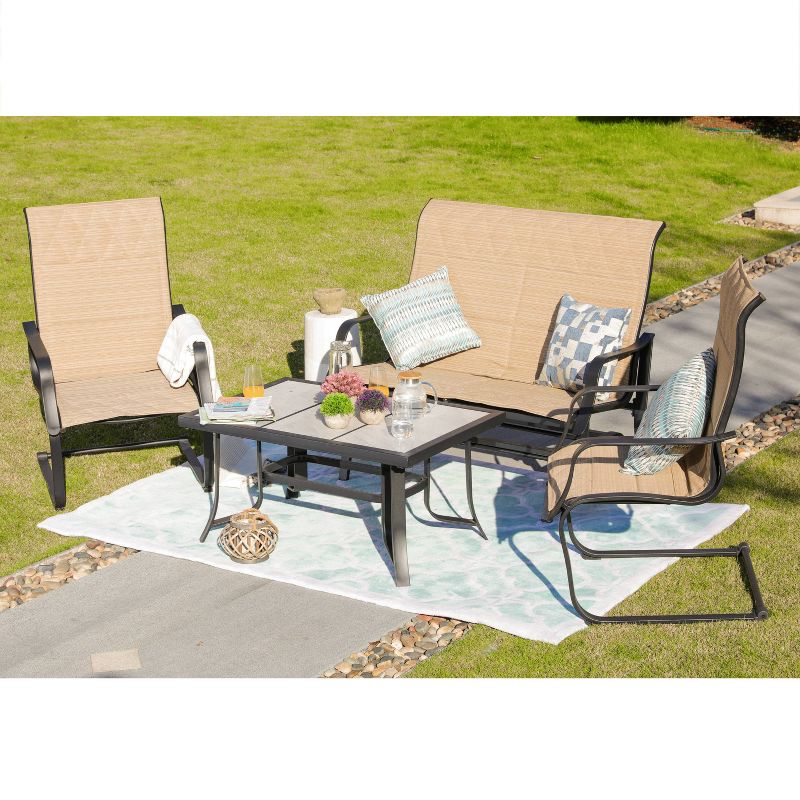 4pc Conversation Steel Patio Seating Sets Cream - Lokatse