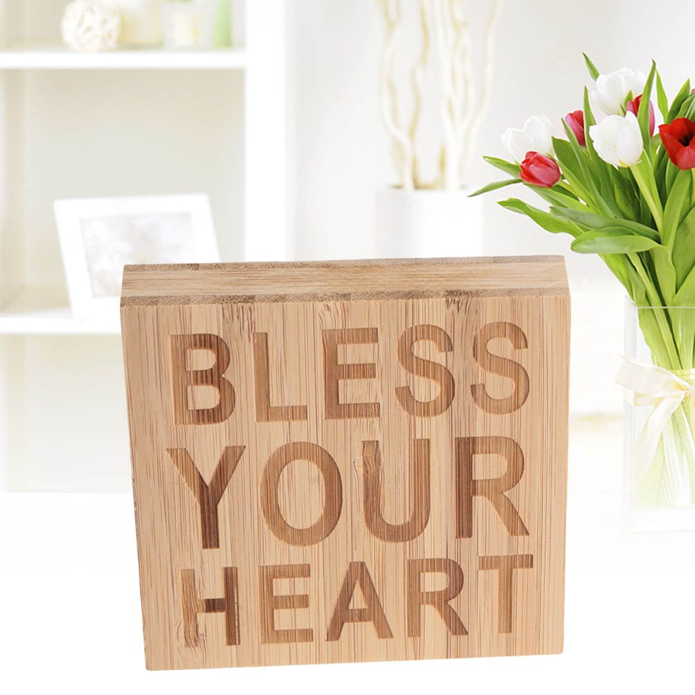 BLESS YOUR HEART Block Sign Plaque Decorative Words Block Sign for Home Office Party Decoration