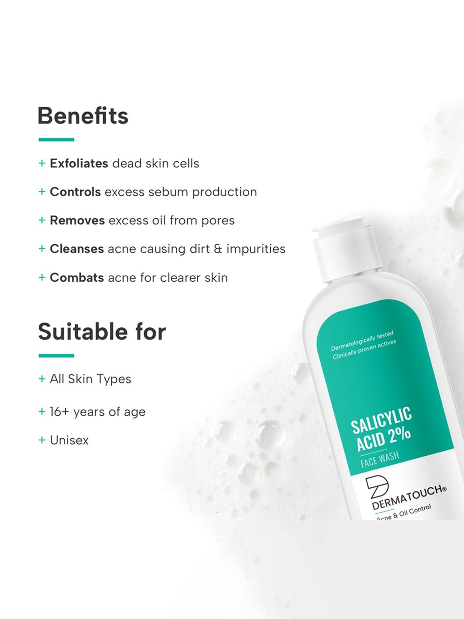 DERMATOUCH Salicylic Acid 2% Face Wash - 50 ml