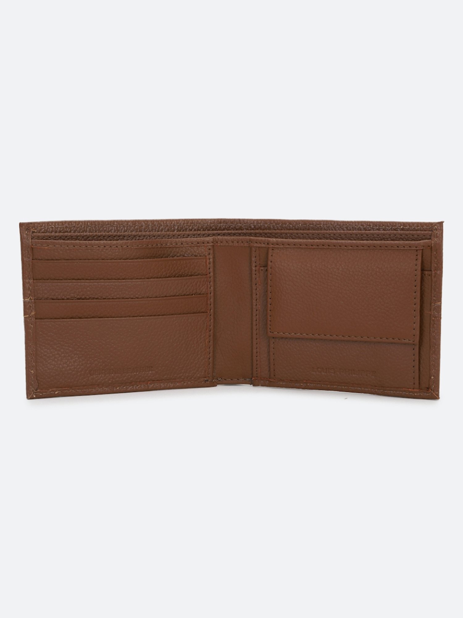 Louis Philippe Brown Leather Textured Bi-Fold Wallet