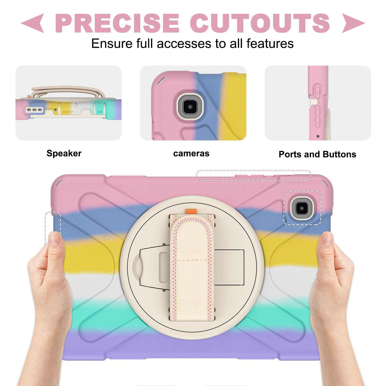 Galaxy Tab A7 Lite Case, Heavy Duty Rugged Shockproof Case with Adjustable Hand Strap, Carrying Shoulder Strap, Rotating Kickstand for Samsung galaxy Tab A7 Lite 8.7 inch 2021 Model SM-T220 SM-T225