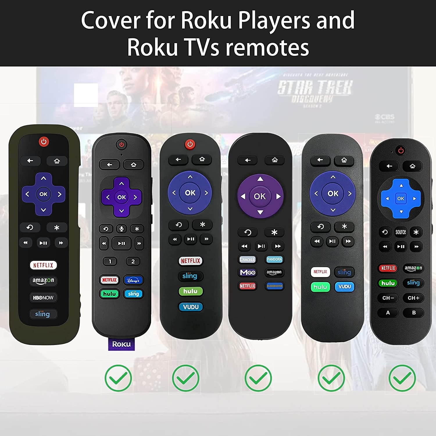 Remote Case for Roku, Battery Cover for TCL Roku Smart TV Steaming Stick Remote, Roku TV Remote Cover Silicone Protective Controller Universal Sleeve Skin Black