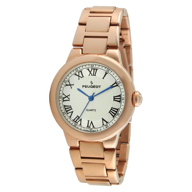 Women's Peugeot Roman Guilloche Dial Bracelet Watch - Rose Gold