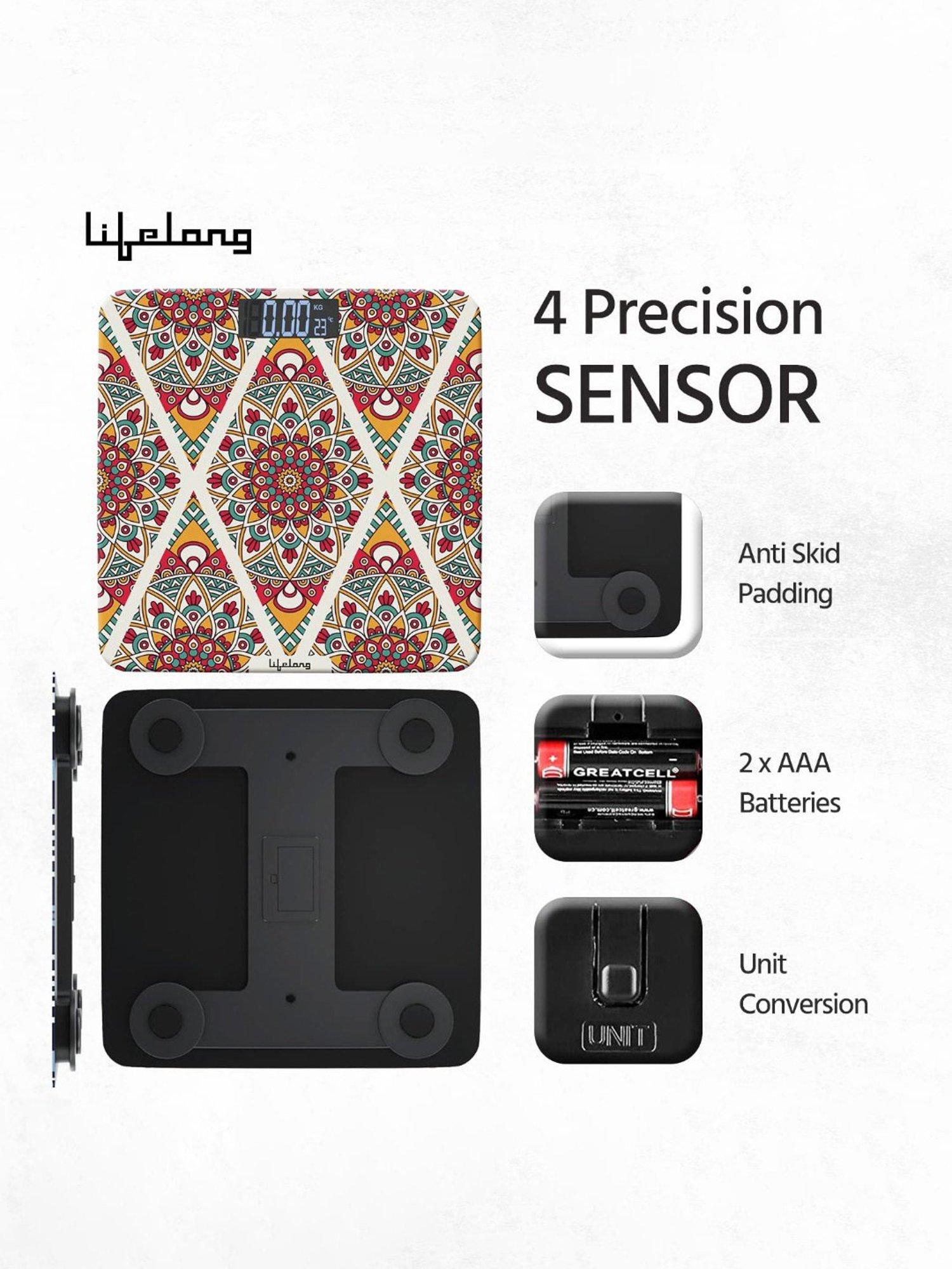 Lifelong LLWS54 Digital Weight Machine for Body Weight with LCD Display (Multicolor)