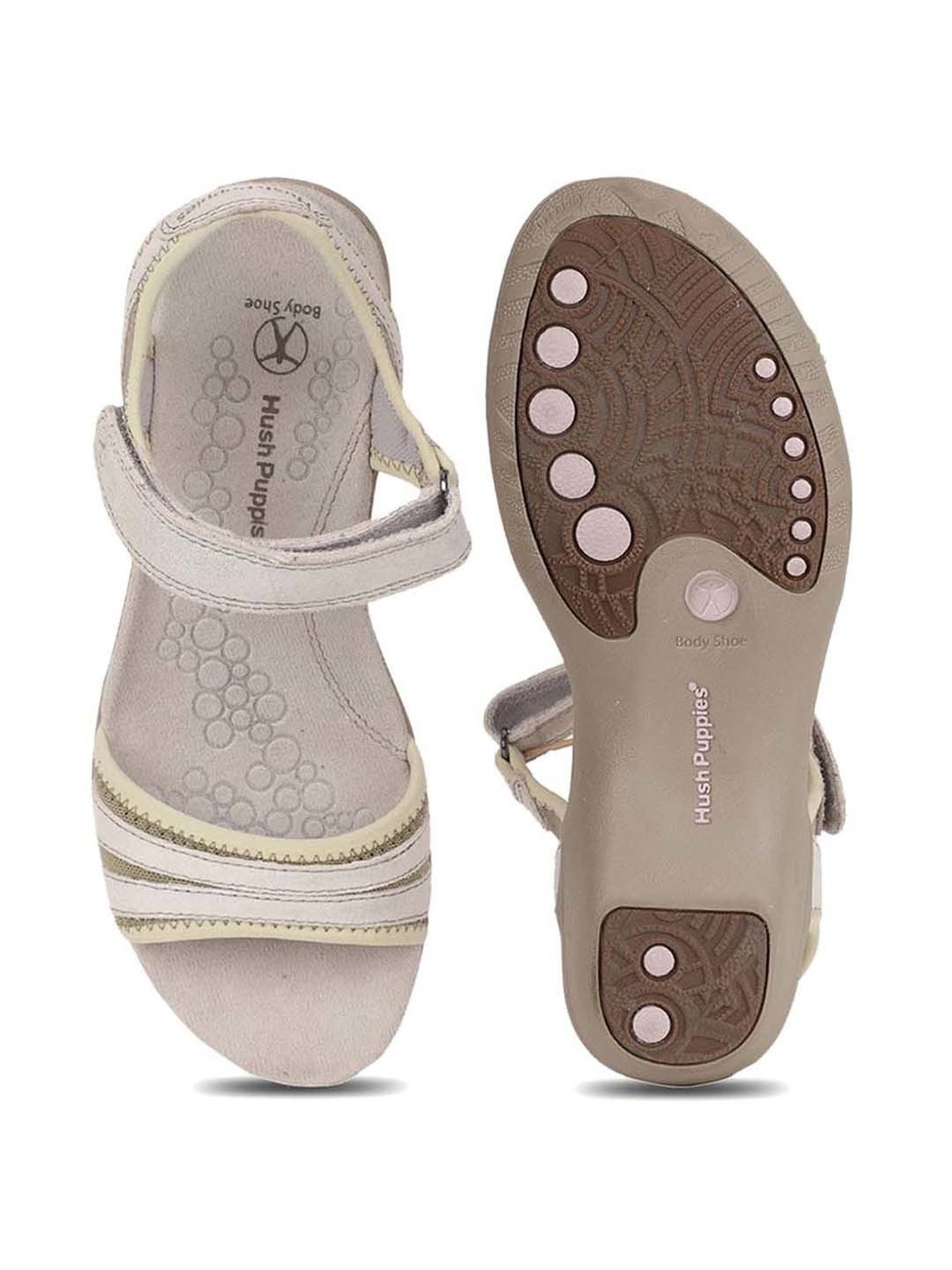 Hush Puppies by Bata Women's Silver Ankle Strap Wedges