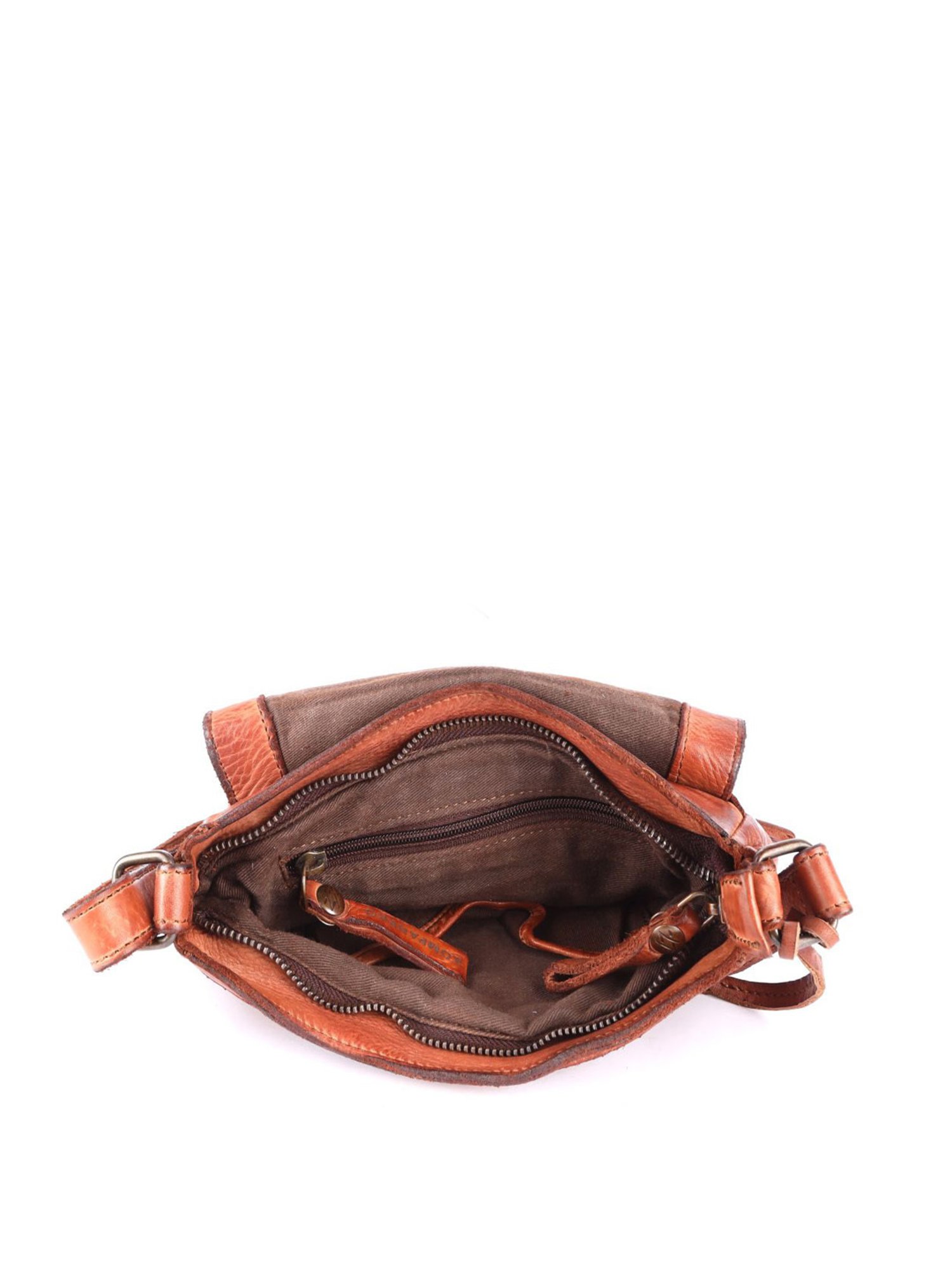 KOMPANERO Mia Cognac Leather Textured Sling Handbag