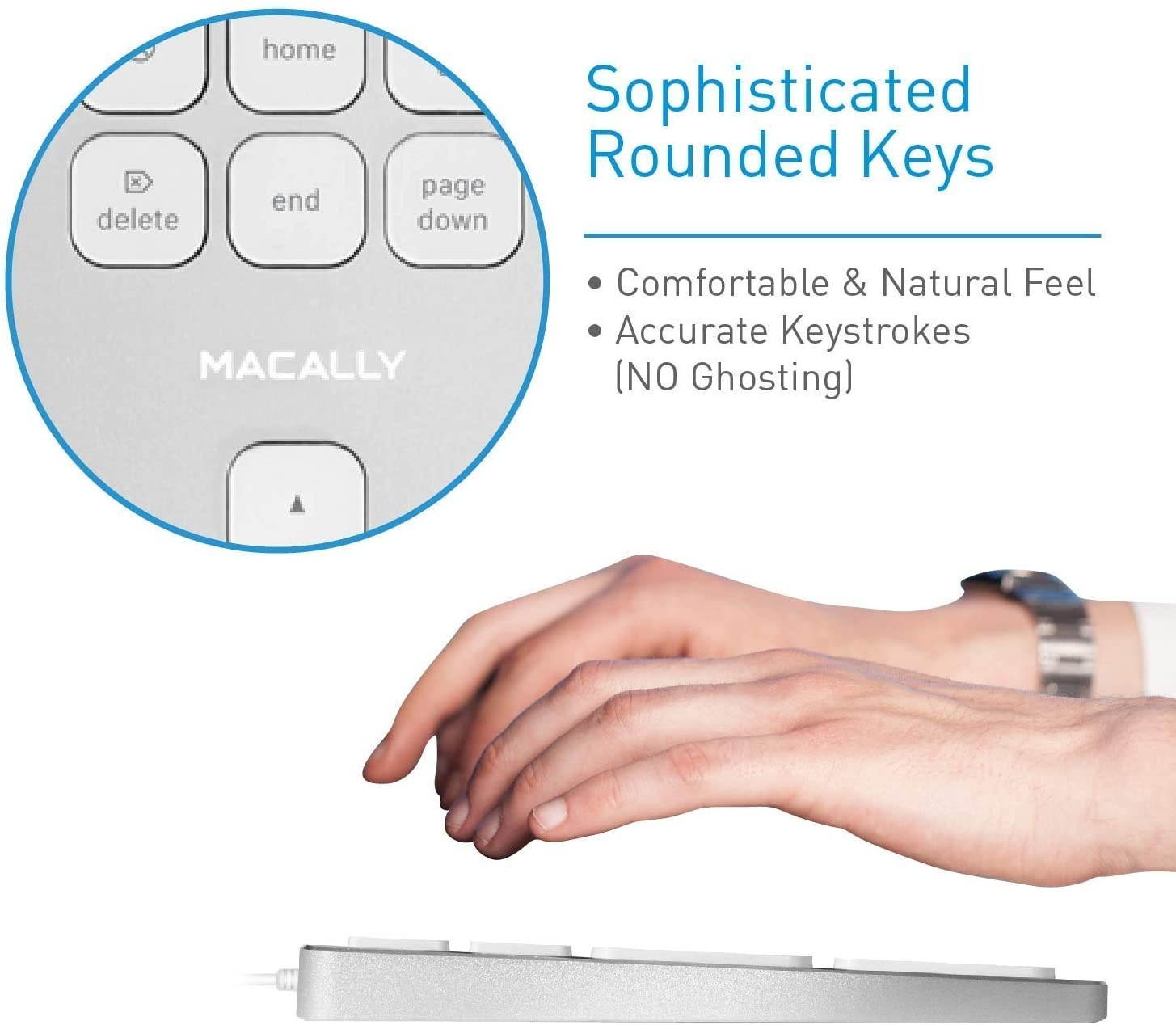 Macally Wired Mac Keyboard and a Silent Mouse with Adjustable DPI, Upgrade Your Workspace