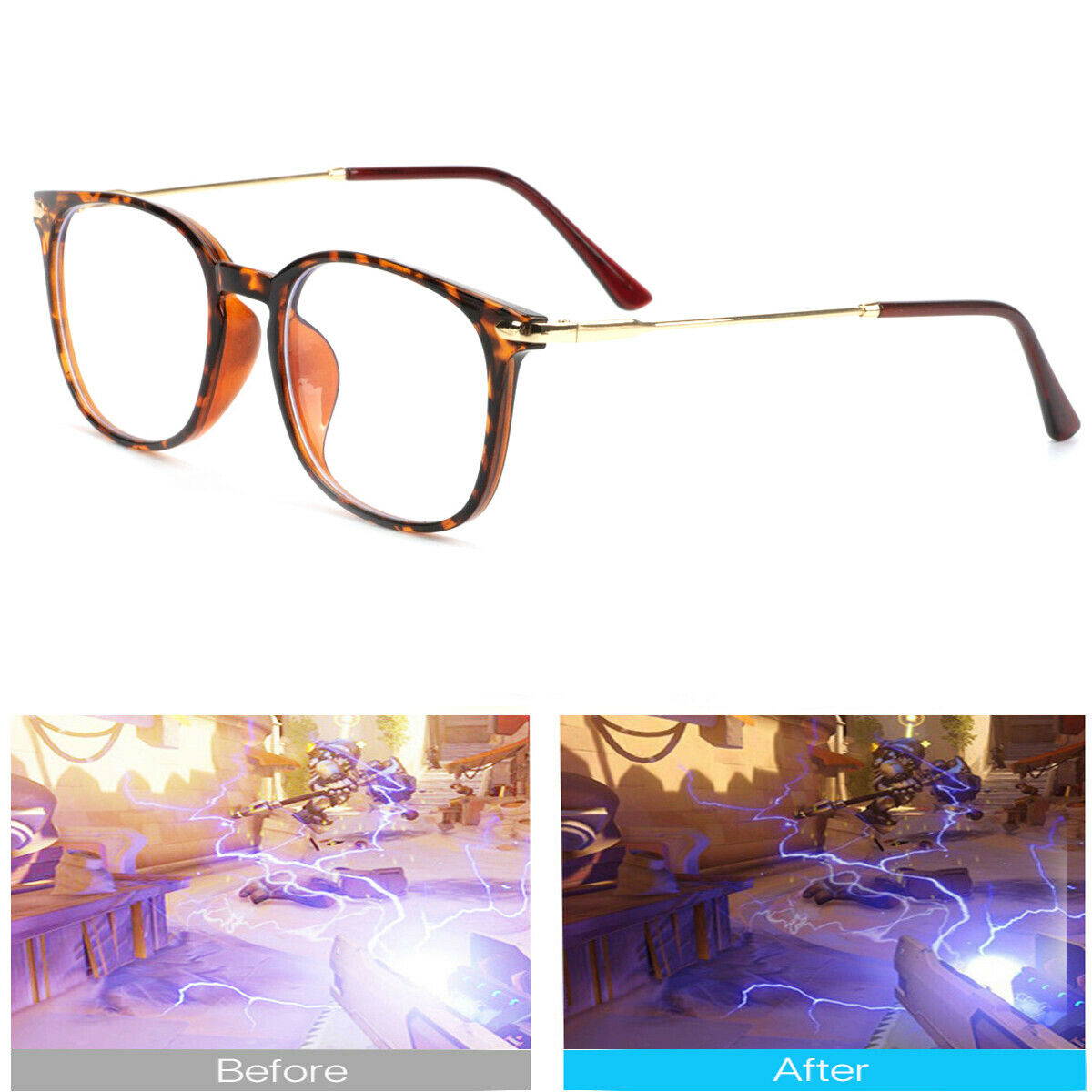 Computer Gaming Blue Light Blocking Glasses Retro Anti Glare Eyewear Vision Care
