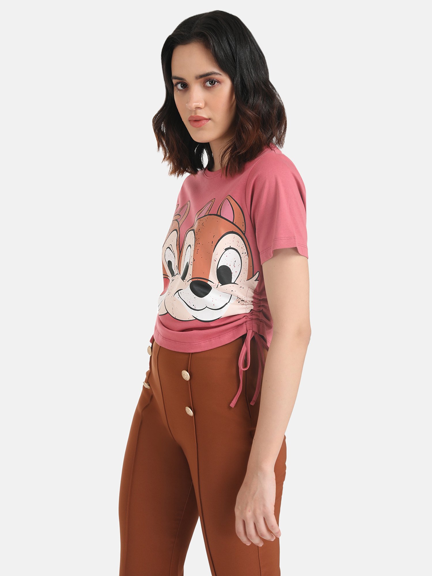 Kazo Chip And Dale Printed Graphic Crop T-Shirt