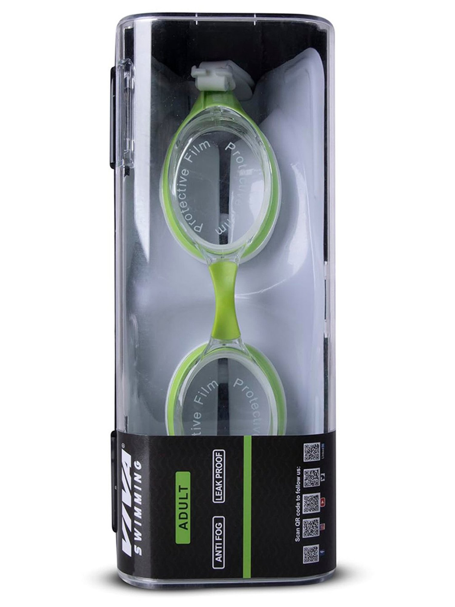 Viva Swimming Wide View Anti-Fog UV Protection Pearl Swim Goggle (Green & White)