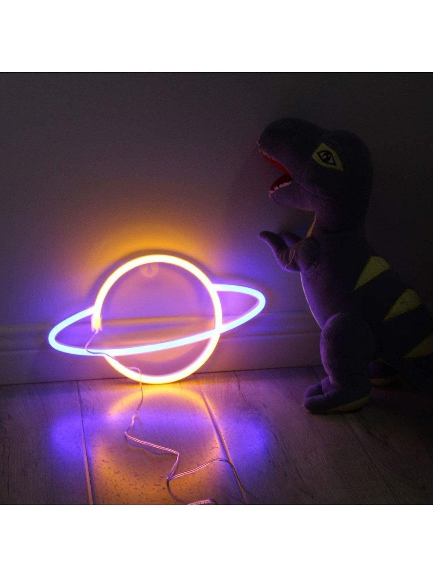 Xergy Neon Signs-Planet Neon Sign Light Decor (White & Blue)