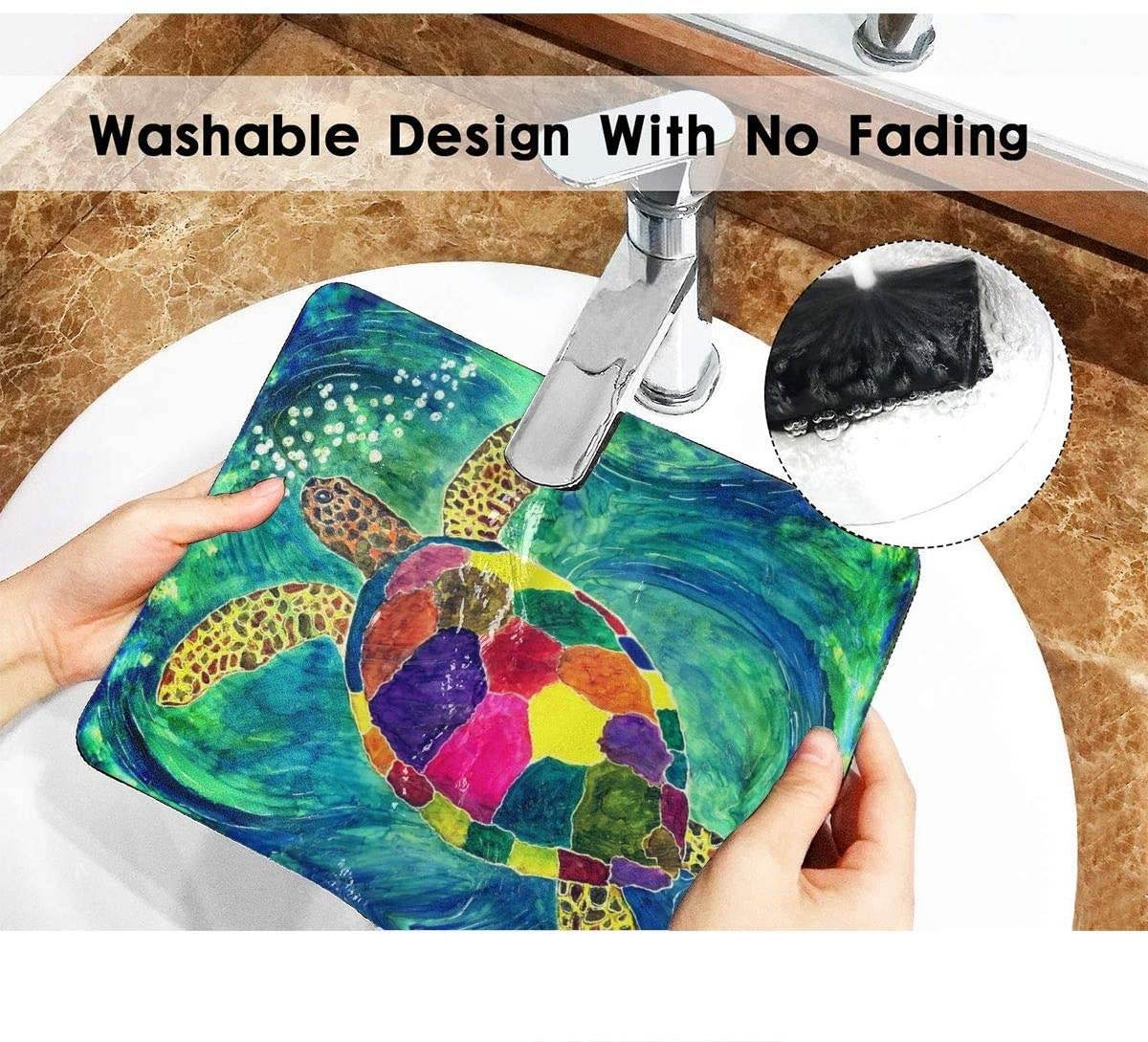 Mouse Pad Colorful sea Turtle with Non-Slip Rubber Base, Premium-Textured & Waterproof Mousepads Bulk with Stitched Edges, Mouse Mat for Computers, Gaming,Laptop, Office & Home, 9.8x11.8 in