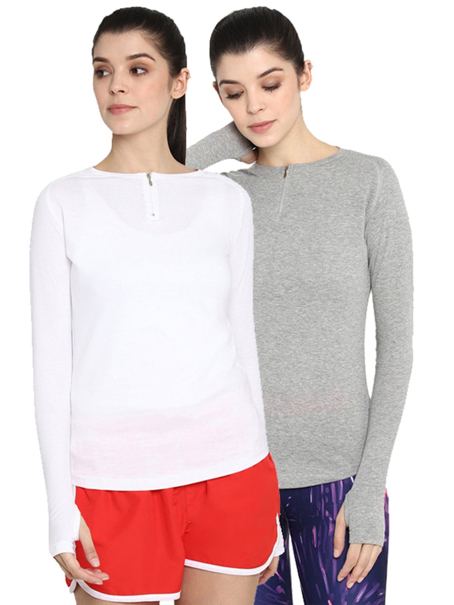 Appulse White & Grey Melange Cotton T-Shirt - Pack of 2