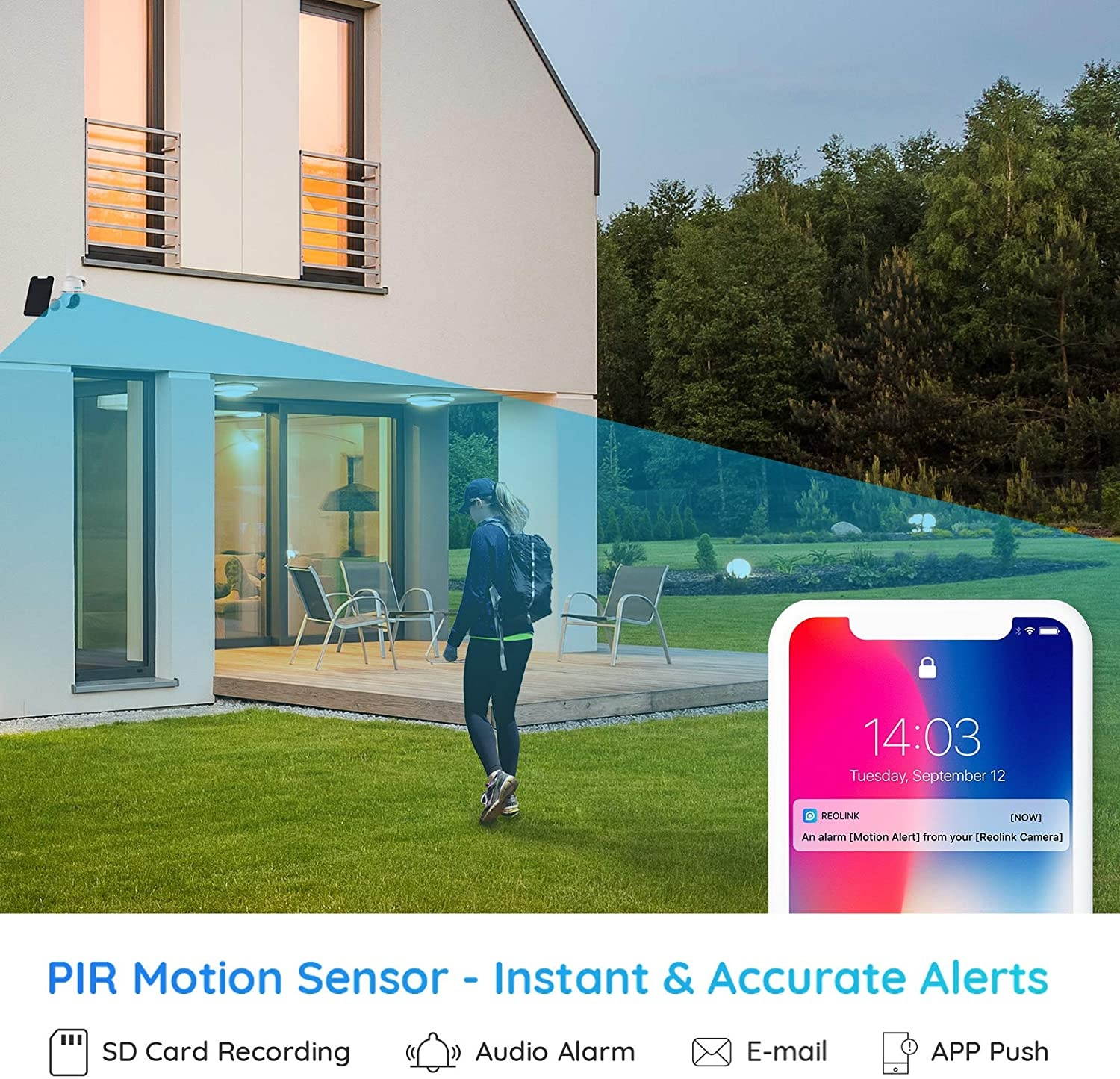 Outdoor Security Camera System Pan Tilt 3G/4G LTE Solar Battery Powered Camera, 1080P Starlight Night Vision, 2-Way Audio, PIR Motion Detection, No WiFi, No Wires, Reolink Go PT with Solar Panel