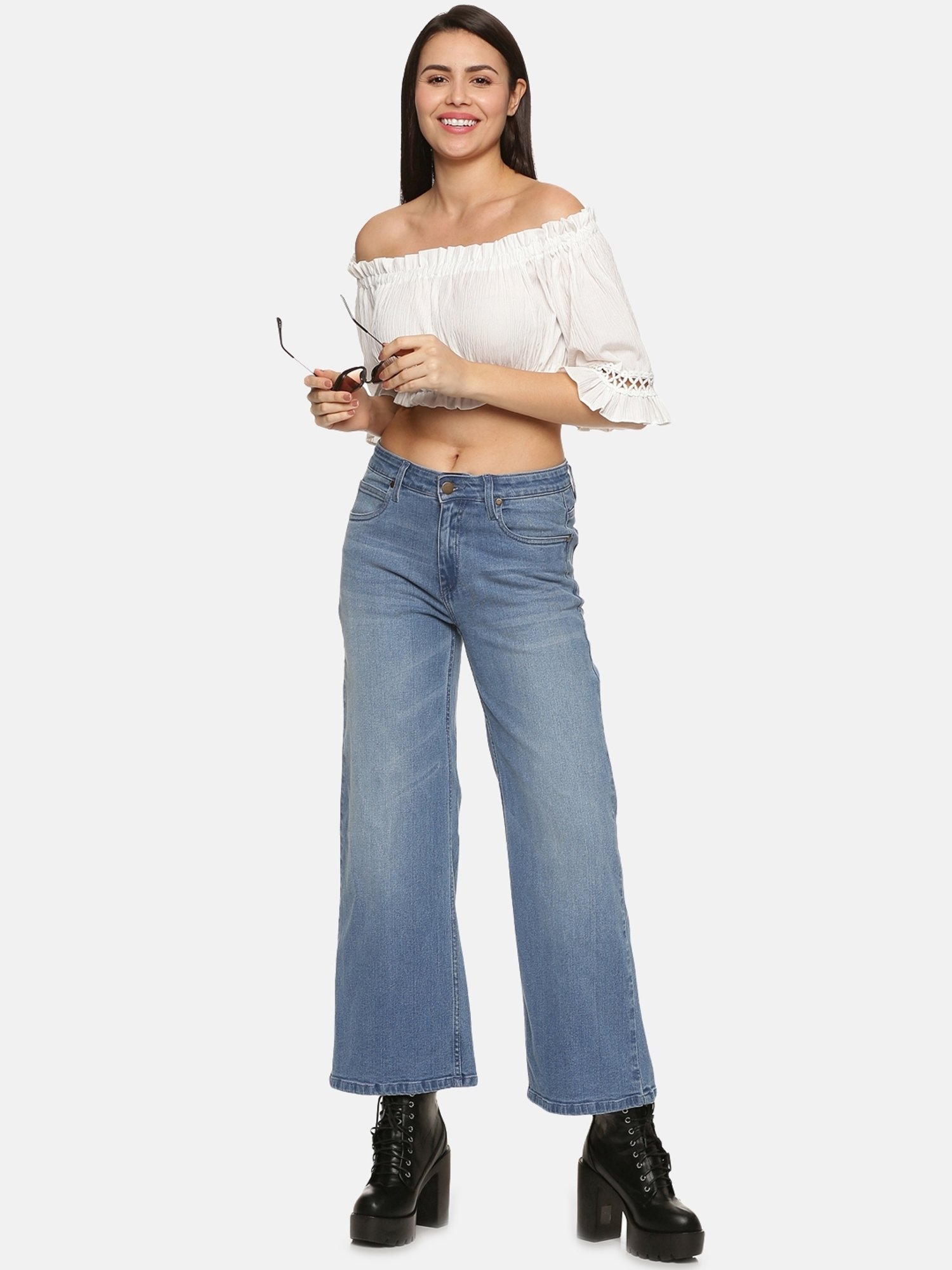 ISU Blue Cotton Mid Rise Jeans