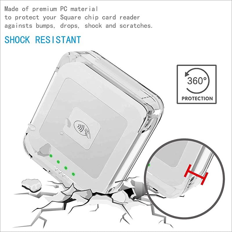 AntiLost Transparent Cover Case for Square ASKU0485 Contactless Chip Card Reader with 35mm Headset Jack or Lightning Connector EMV Chip CardsApple Pay Shockproof Protective Case