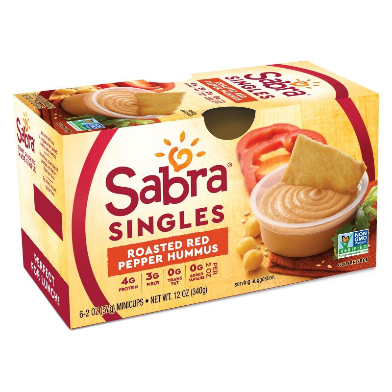 Sabra Roasted Red Pepper Hummus Singles - 12oz/6pk
