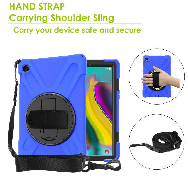 Galaxy Tab A 10.1 Case, Fits 2019 T510/T515 Shockproof Heavy Duty Shield Case Kickstand, Shoulder Strap Sling, Hand/Palm Strap For Samsung Galaxy Tab A 10.1 (2019) SM-T510 / SM-T515 (Red)